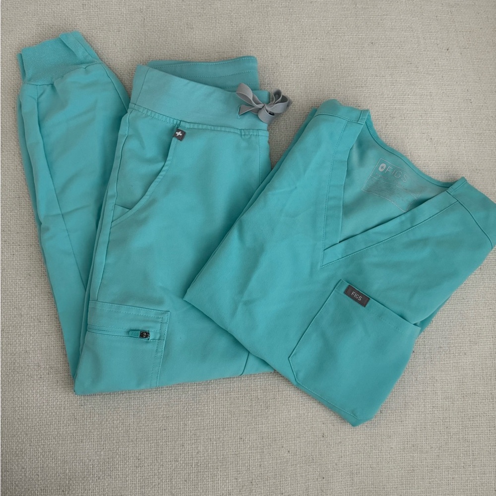 FIGS Fresh Aqua Scrub Set Bottom XXSP & Top XXS